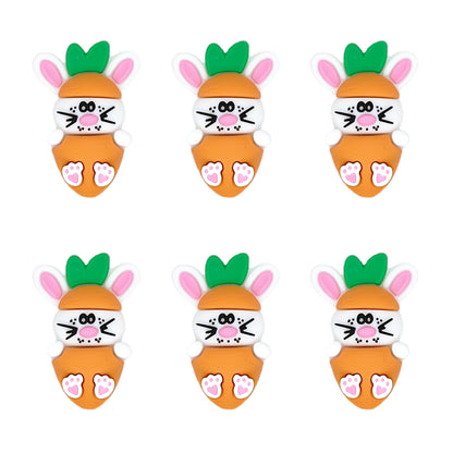 3D Easter Carrot Rabbit Silicone Focal Beads