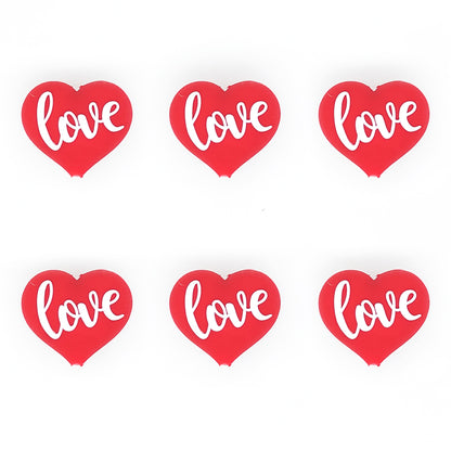 3D Red Heart Love Silicone Focal Beads