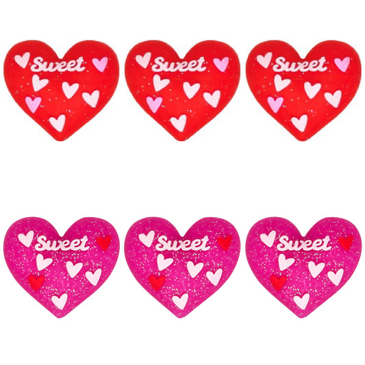 3D Valentines Sweet Heart Glittery Focal
