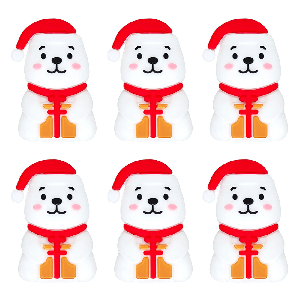 3D White Bear Wearing Santa Hat Focal