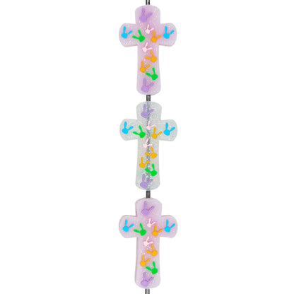 Cross Rabbit Glitter Easter Focal