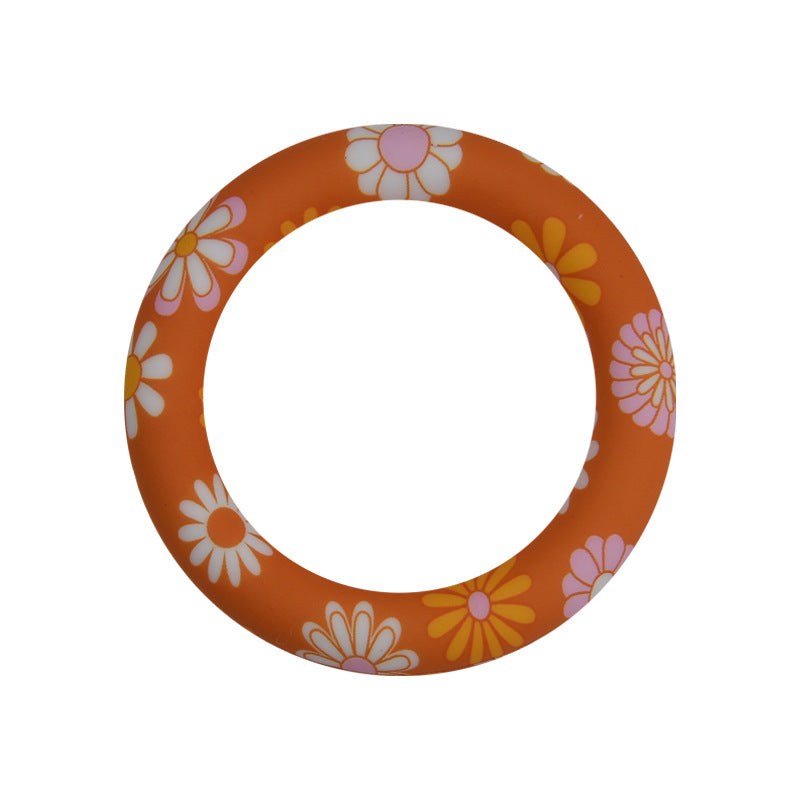 65mm Print Silicone Round Loop with 2 hole