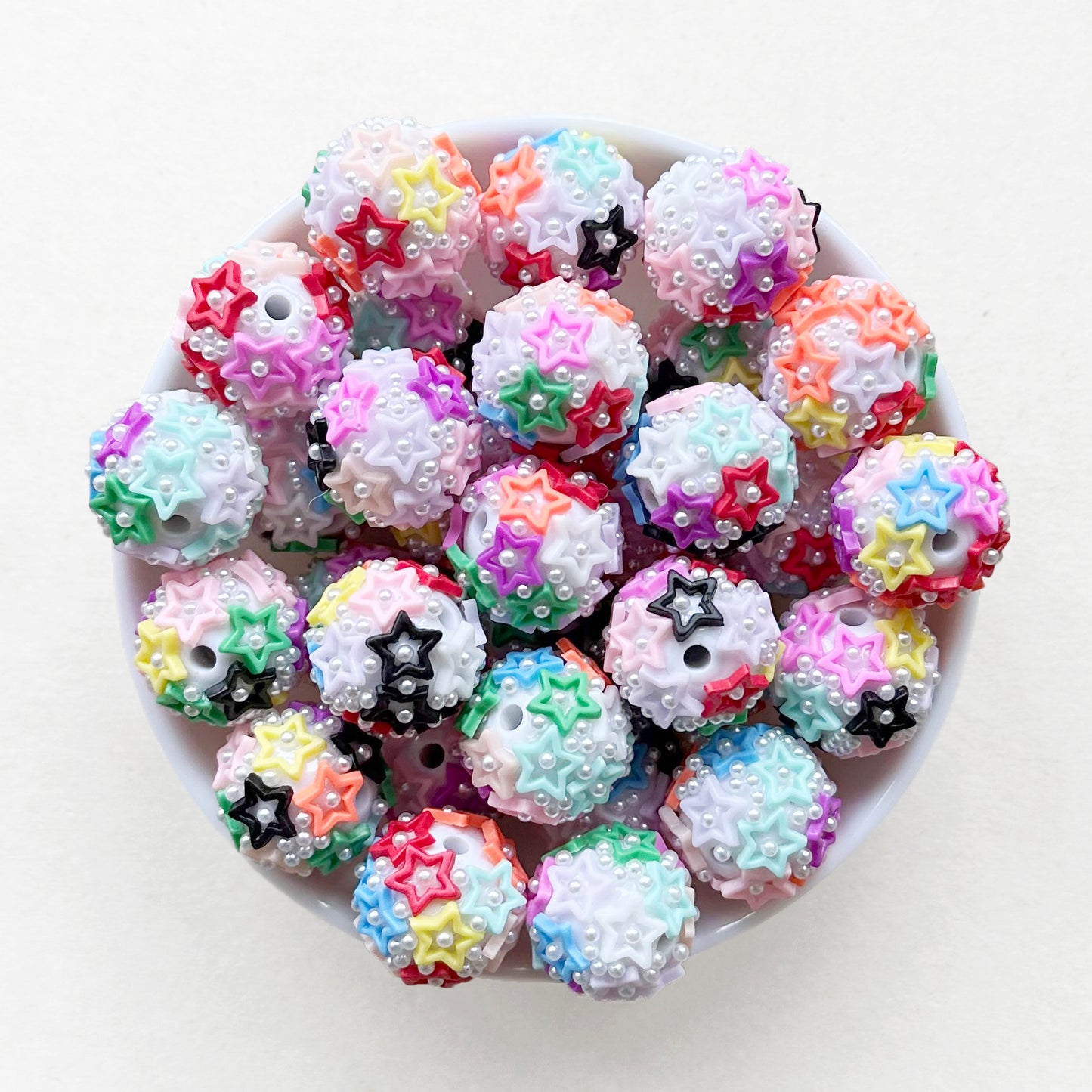20mm Fancy Star Pearl Acrylic Ball Beads