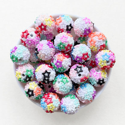 20mm Fancy Star Pearl Acrylic Ball Beads