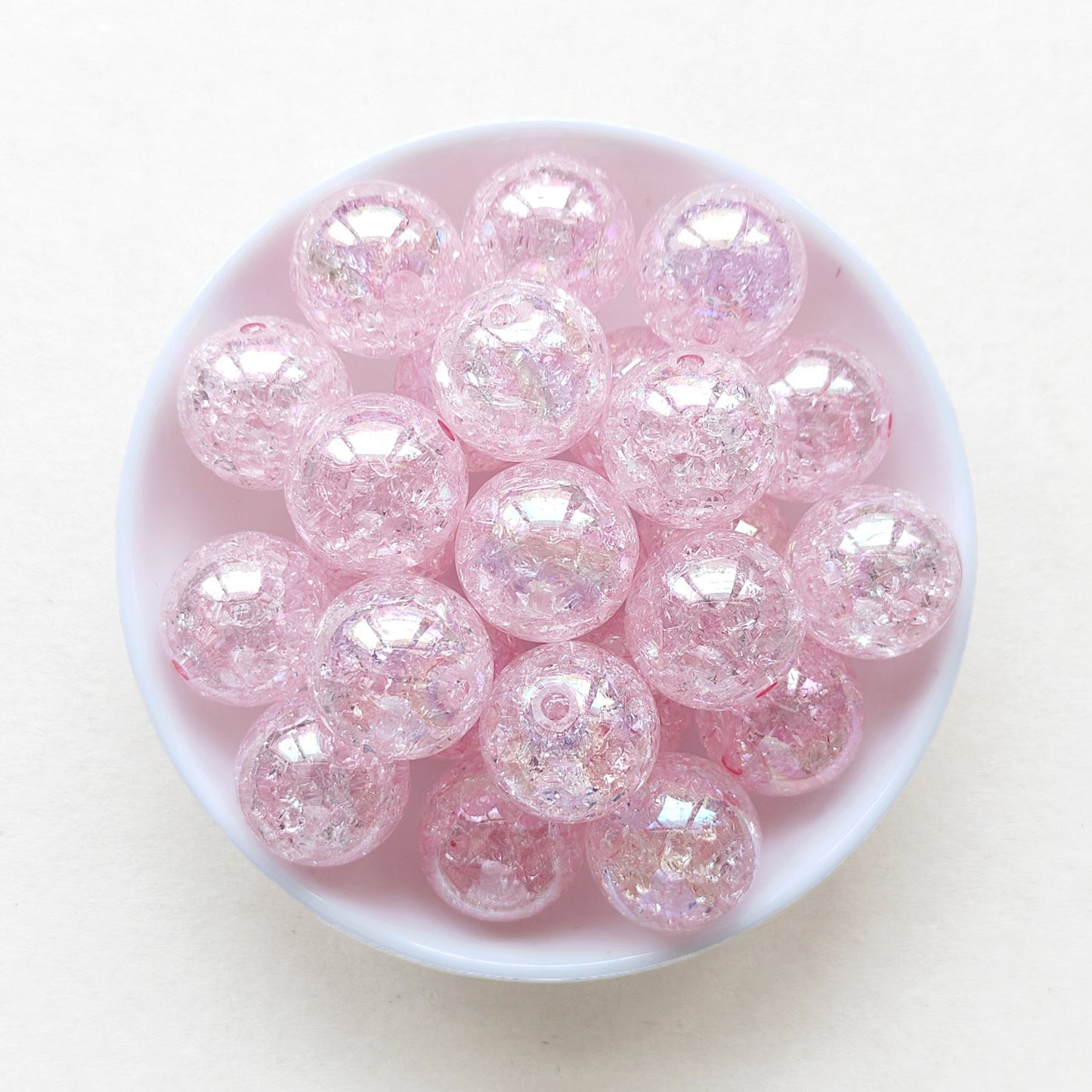 20mm AB Transparent Cracked Bubblegum Acrylic Bead