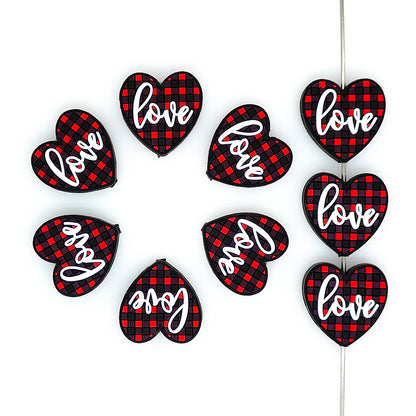 Red Black Plaid Love Focal