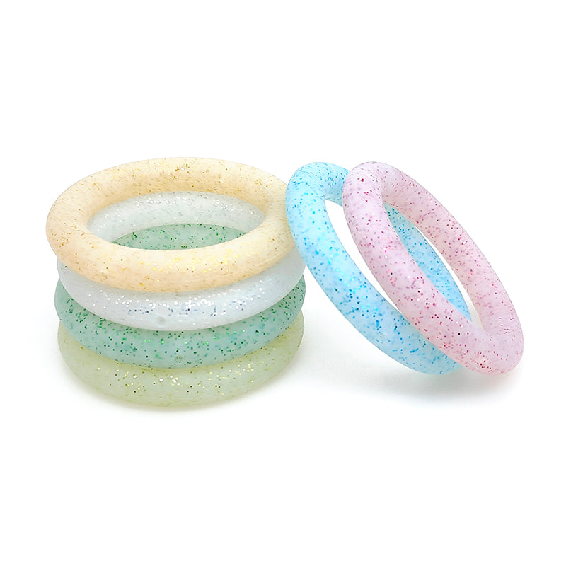 65mm Glitter Silicone Round Loop with 2 hole