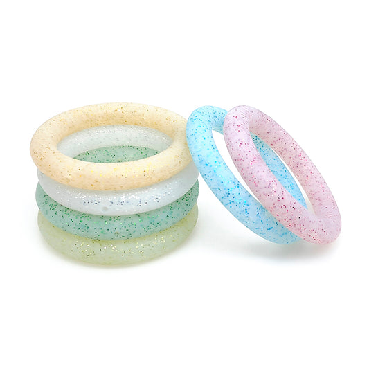 65mm Glitter Silicone Round Loop with 2 hole