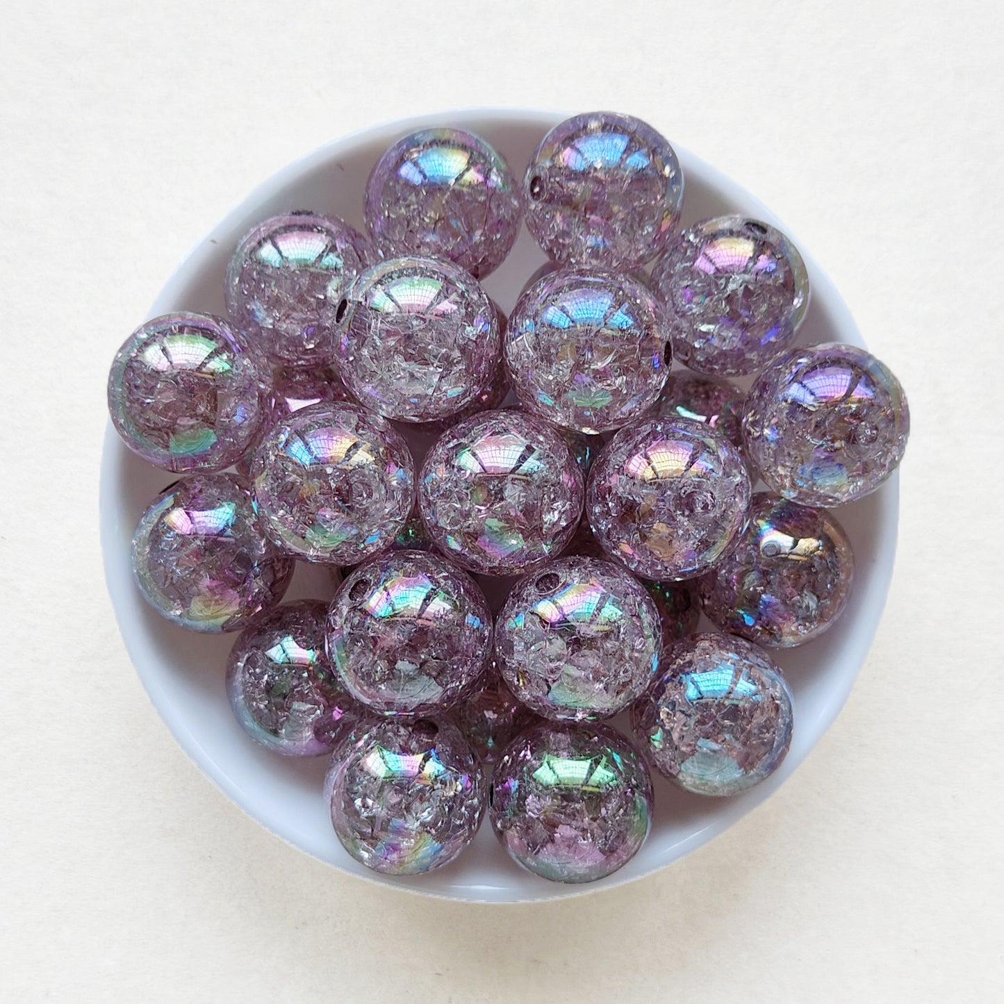 20mm AB Transparent Cracked Bubblegum Acrylic Bead