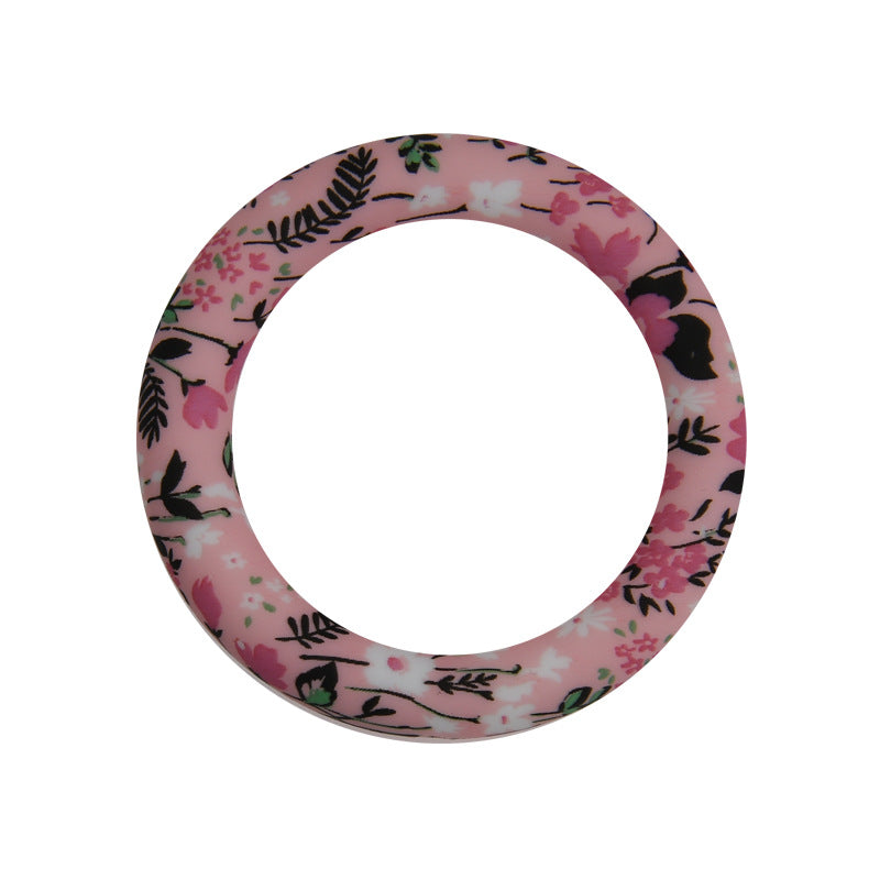 65mm Print Silicone Round Loop with 2 hole