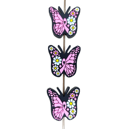 Breast Cancer Floral Butterfly Focal