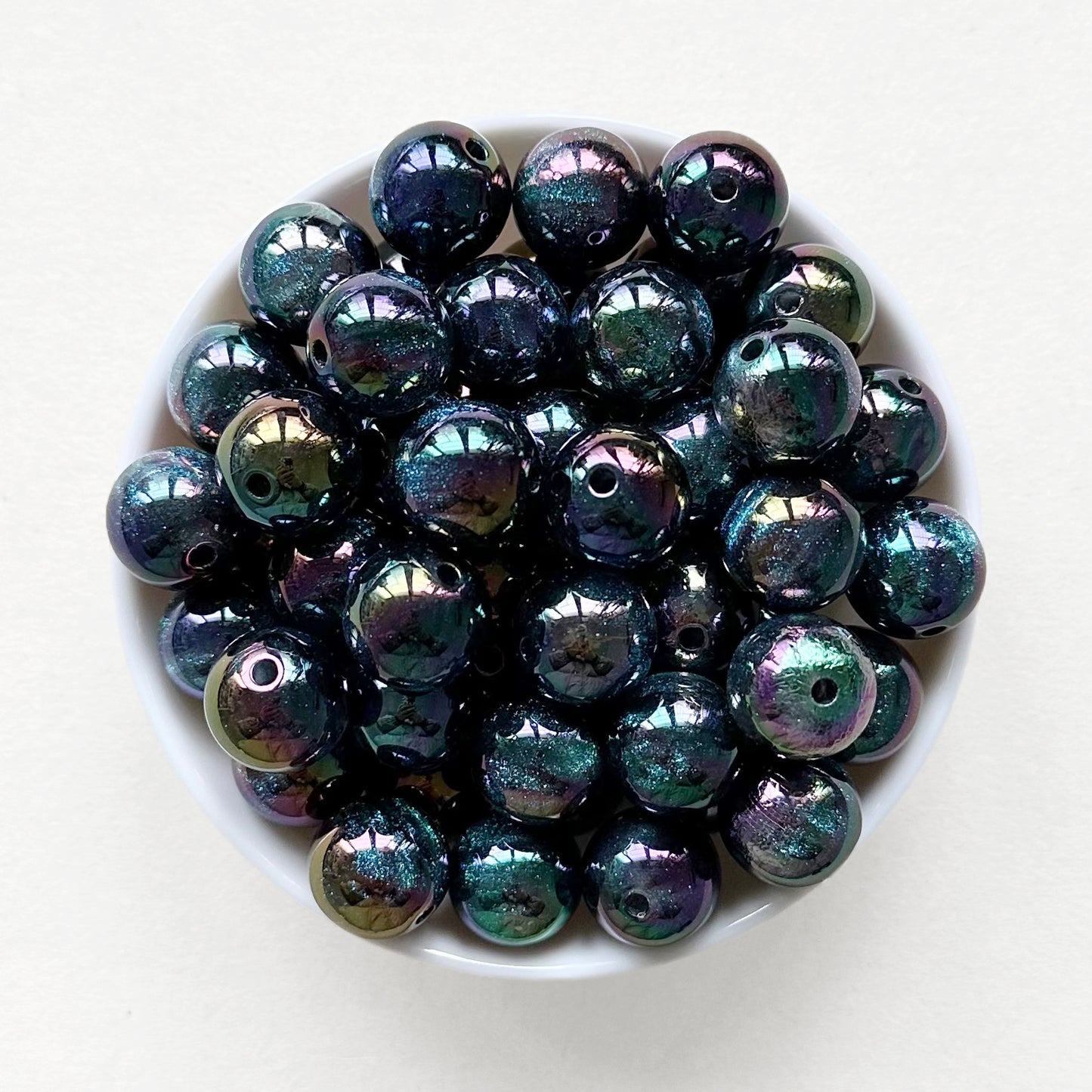 16mm Round Bubblegum Glitter Acrylic Beads
