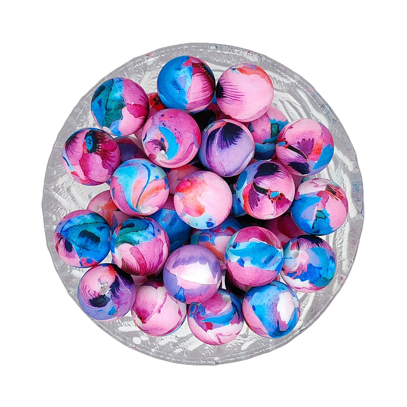 15mm New Round Print Silicone Beads