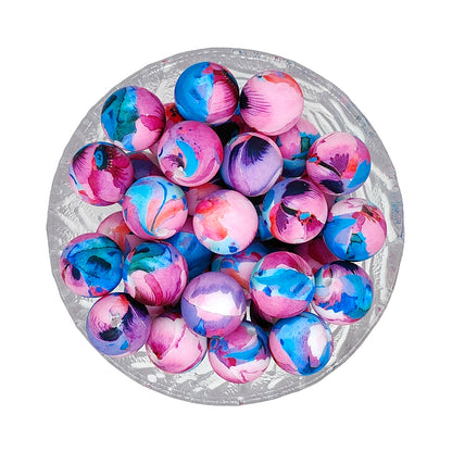 15mm New Round Print Silicone Beads