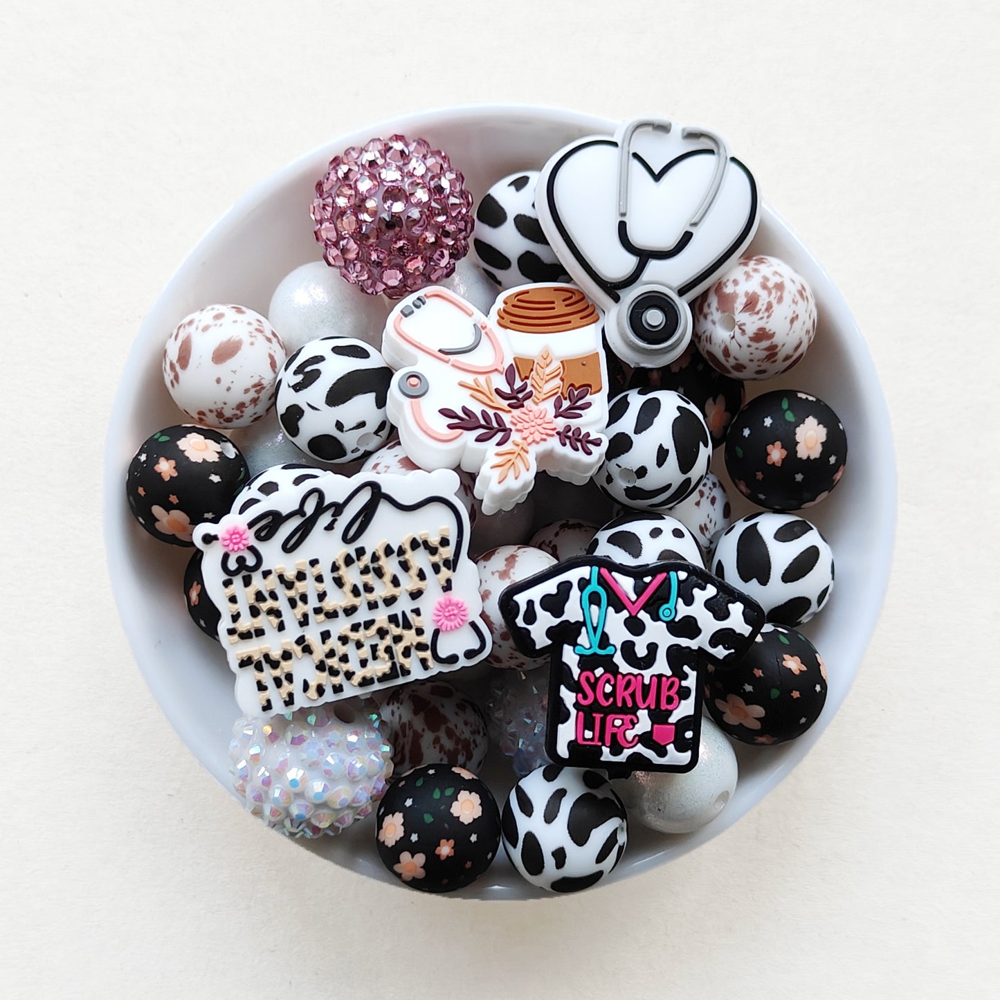 Nurse Themed Bead Packs,Silicone Beads Mixed