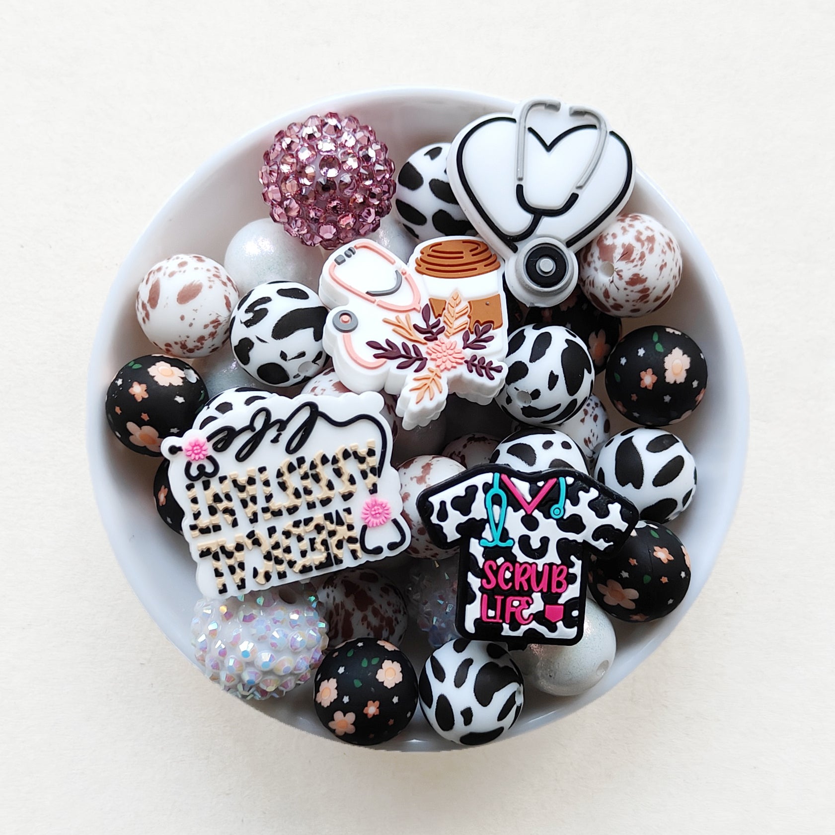 Nurse Themed Bead Packs,Silicone Beads Mixed