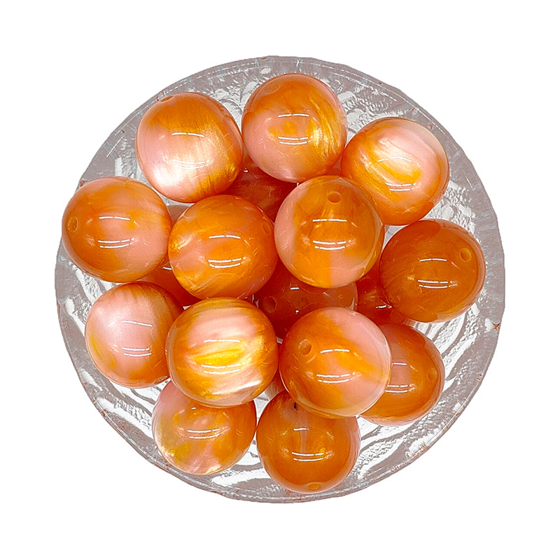20mm Orange Pearlescent Chunky Bubblegum Acrylic Beads