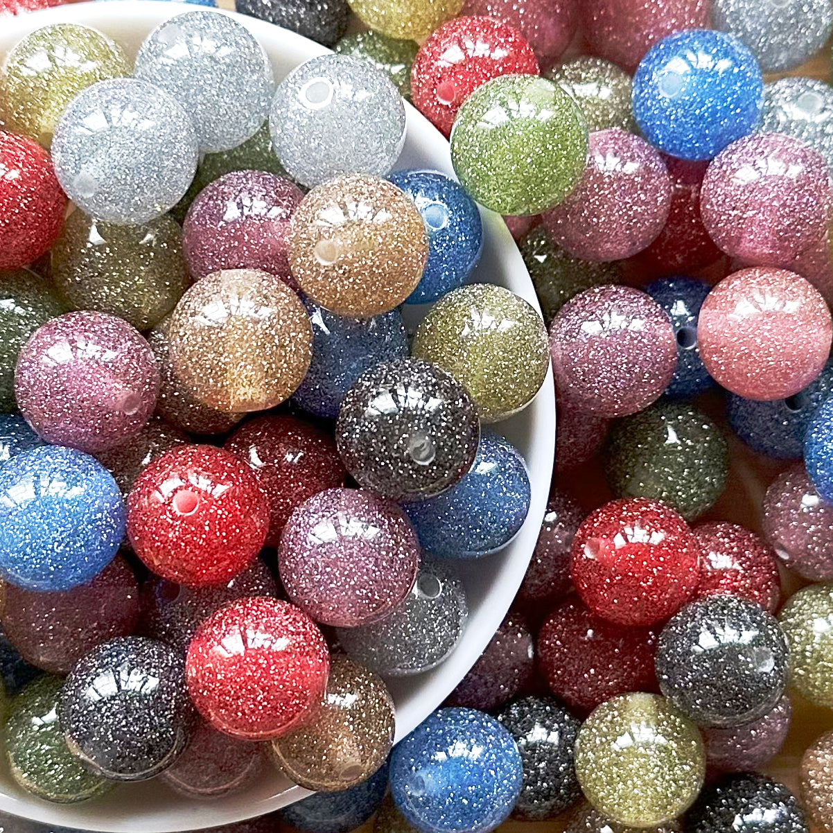 12mm 16mm Round Acrylic Glitter Gumball Beads