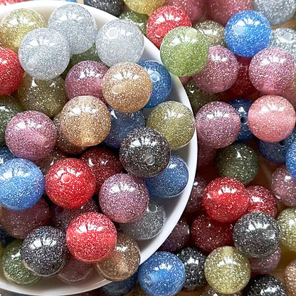 12mm 16mm Round Acrylic Glitter Gumball Beads