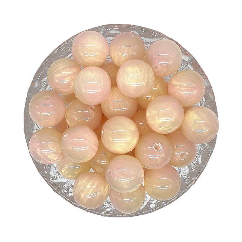 16mm Round Peach Pink Pearlescent Acrylic Beads