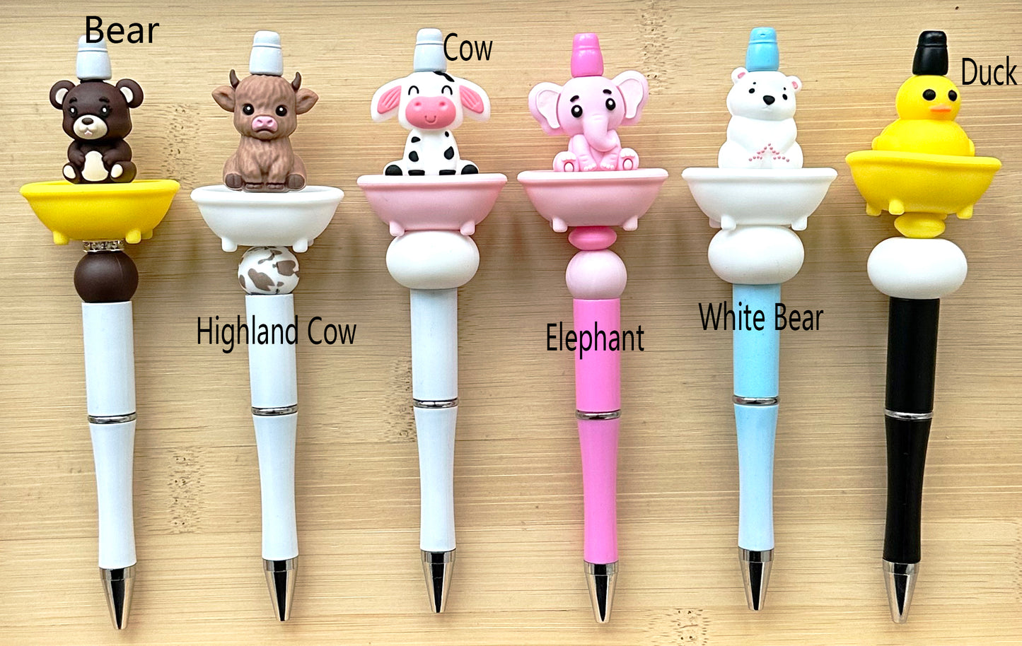 Animal Sitting In The Bathtub Beaded Pen
