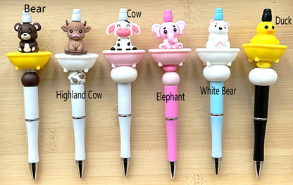 Animal Sitting In The Bathtub Beaded Pen