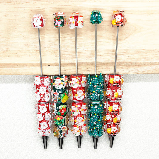 5Pcs Assorted Holiday Beadable Pen Set,Ballpoint Pen