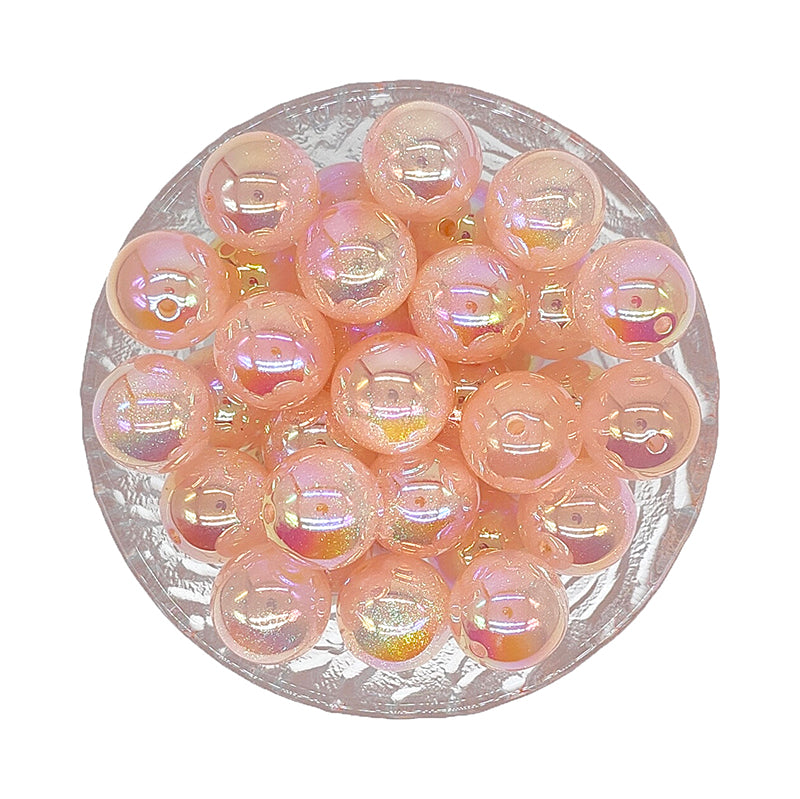 16mm Round Bubblegum Glitter Acrylic Beads