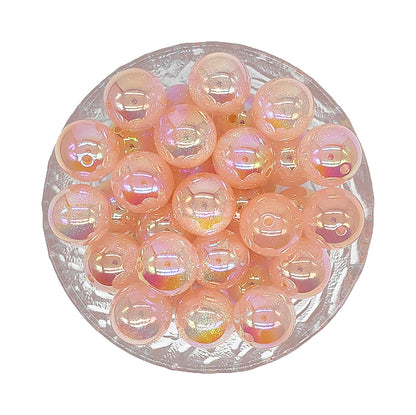 16mm Round Bubblegum Glitter Acrylic Beads
