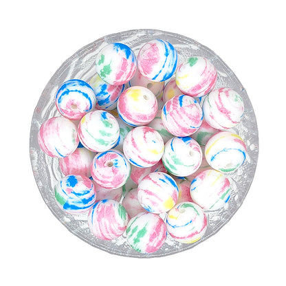 15mm New Round Print Silicone Beads