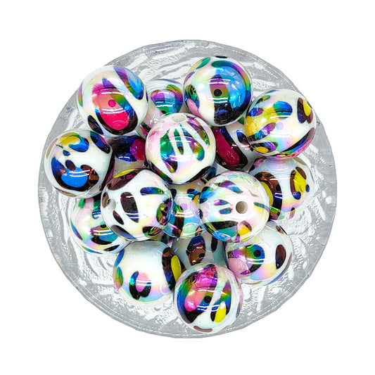 20mm Opal Colorful Leopard Chunky Bubblegum Acrylic Beads