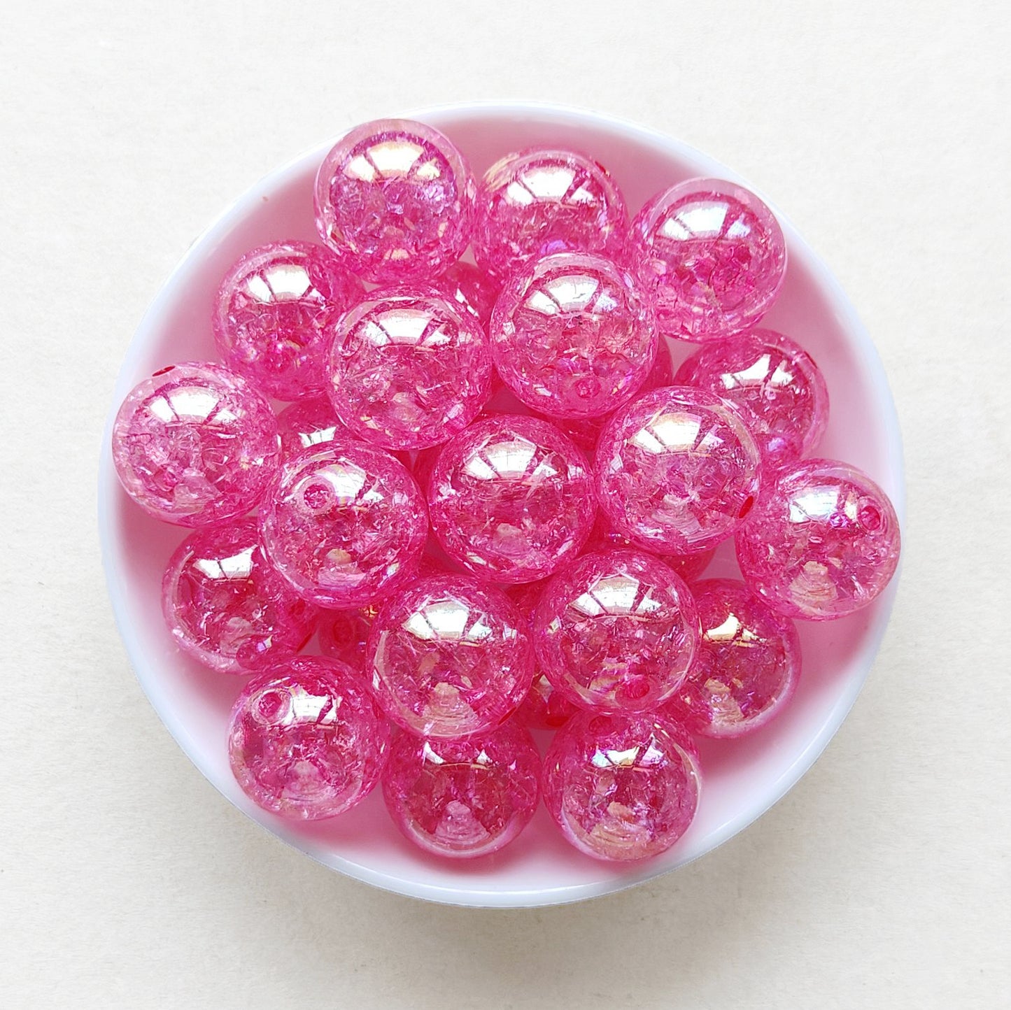 20mm AB Transparent Cracked Bubblegum Acrylic Bead