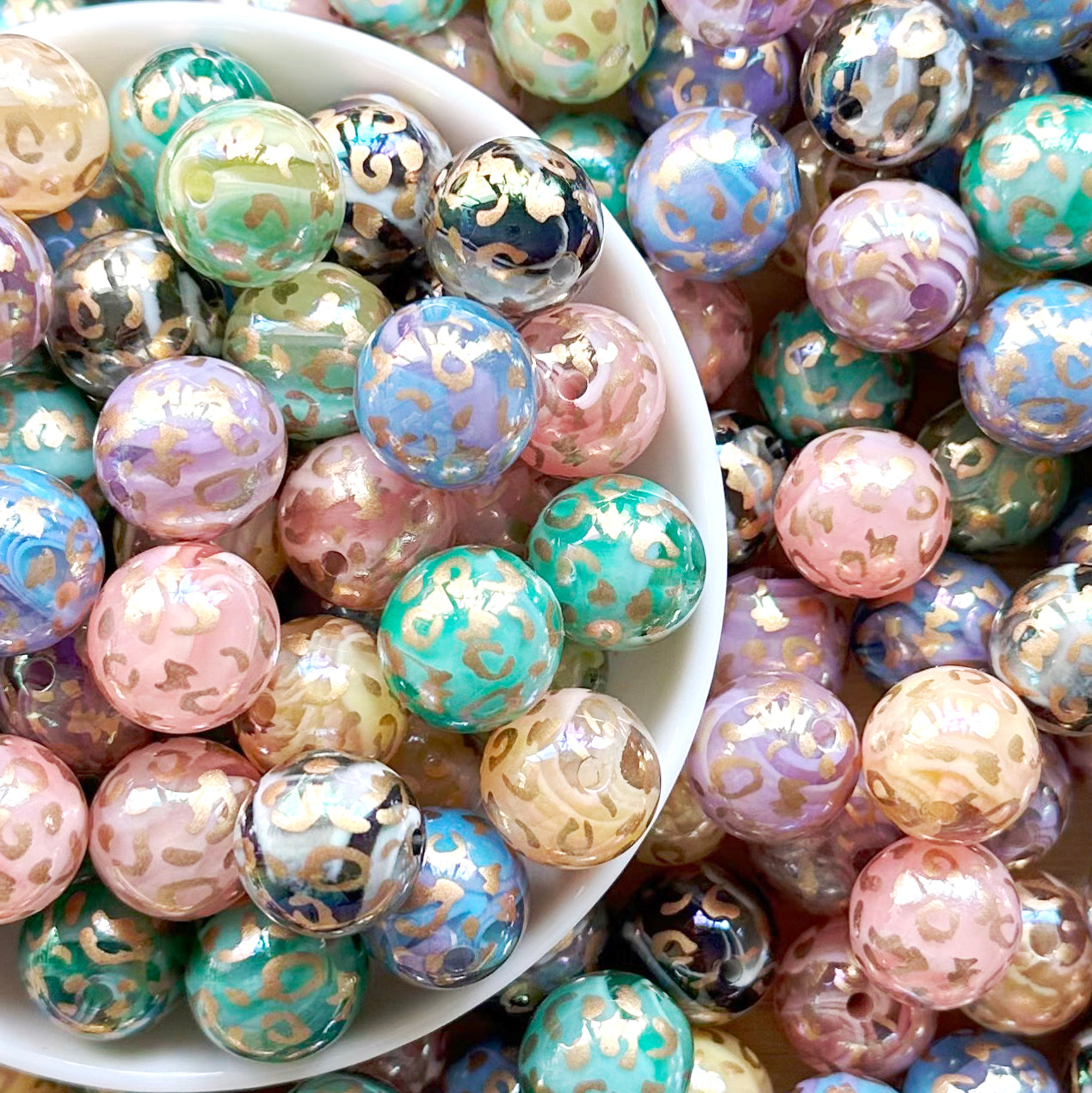 Assorted Leopard Resin Beads,16mm Leopard Acrylic Beads
