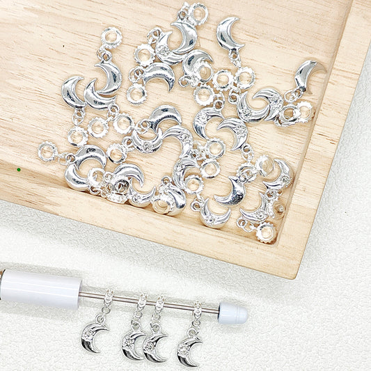 Moon Silver Alloy Bail Beads,Pen Spacer Charm Beads