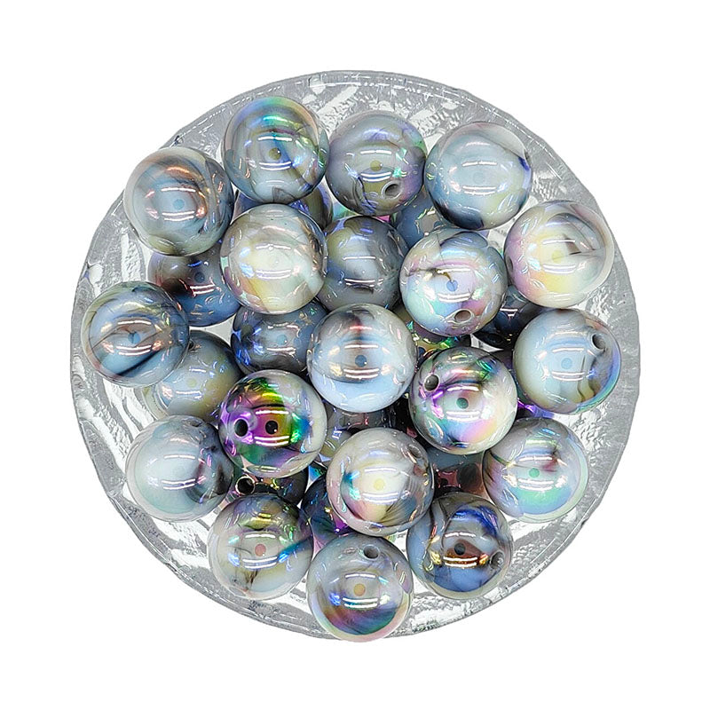 16mm Round Marble Shimmer Acrylic Beads
