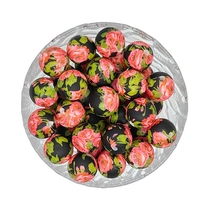 15mm New Round Print Silicone Beads