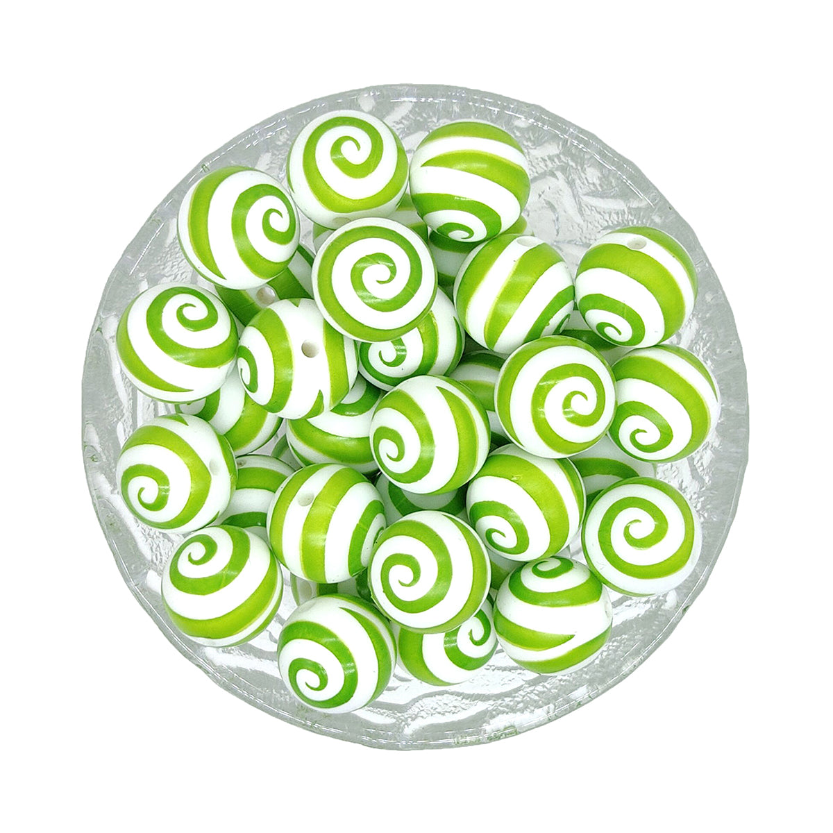 15mm Round Swirl Print Silicone Beads
