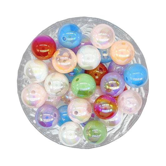 16mm UV Opal Coated Print Clear Heart Gumball Acrylic Beads
