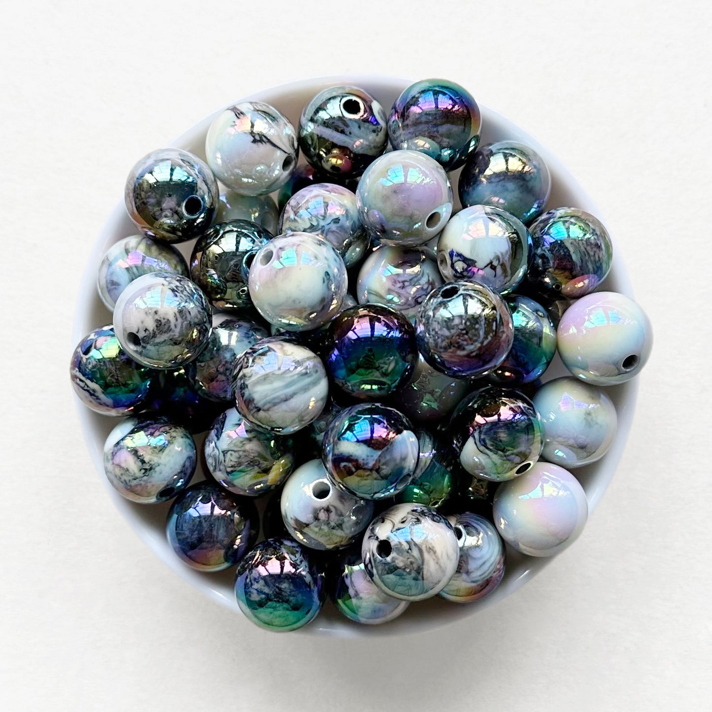 16mm Round Marble Shimmer Acrylic Beads
