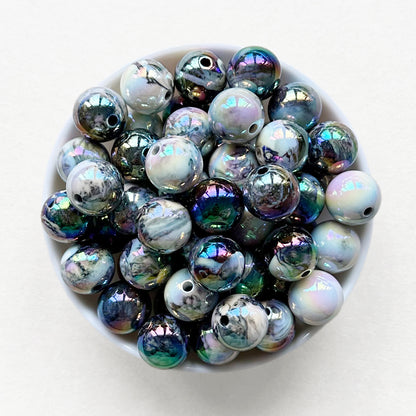 16mm Round Marble Shimmer Acrylic Beads
