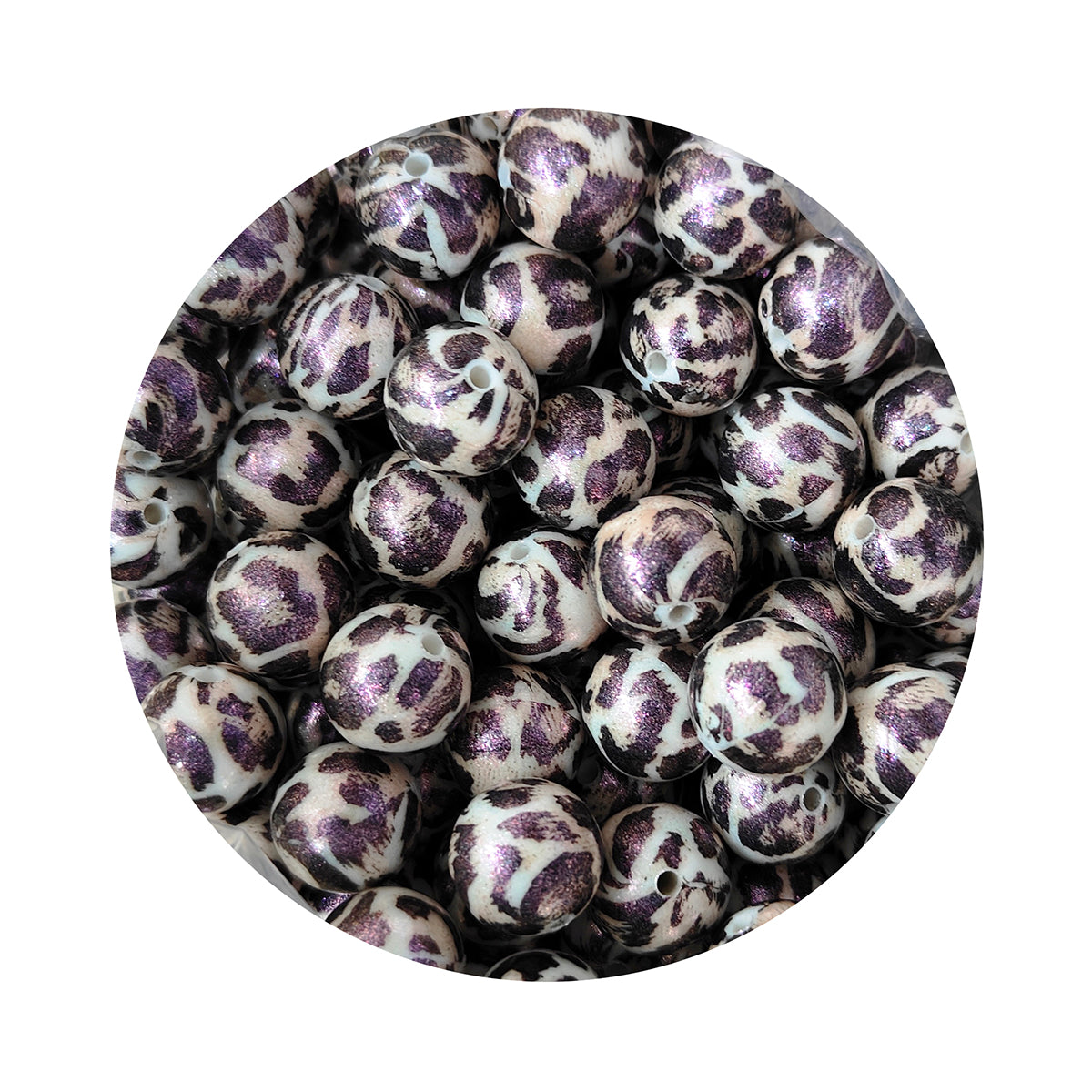 15mm Round Opal Print Silicone Beads