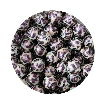 15mm Round Opal Print Silicone Beads