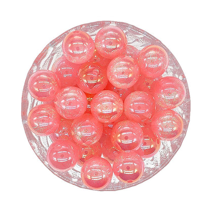 16mm Round Bubblegum Glitter Acrylic Beads