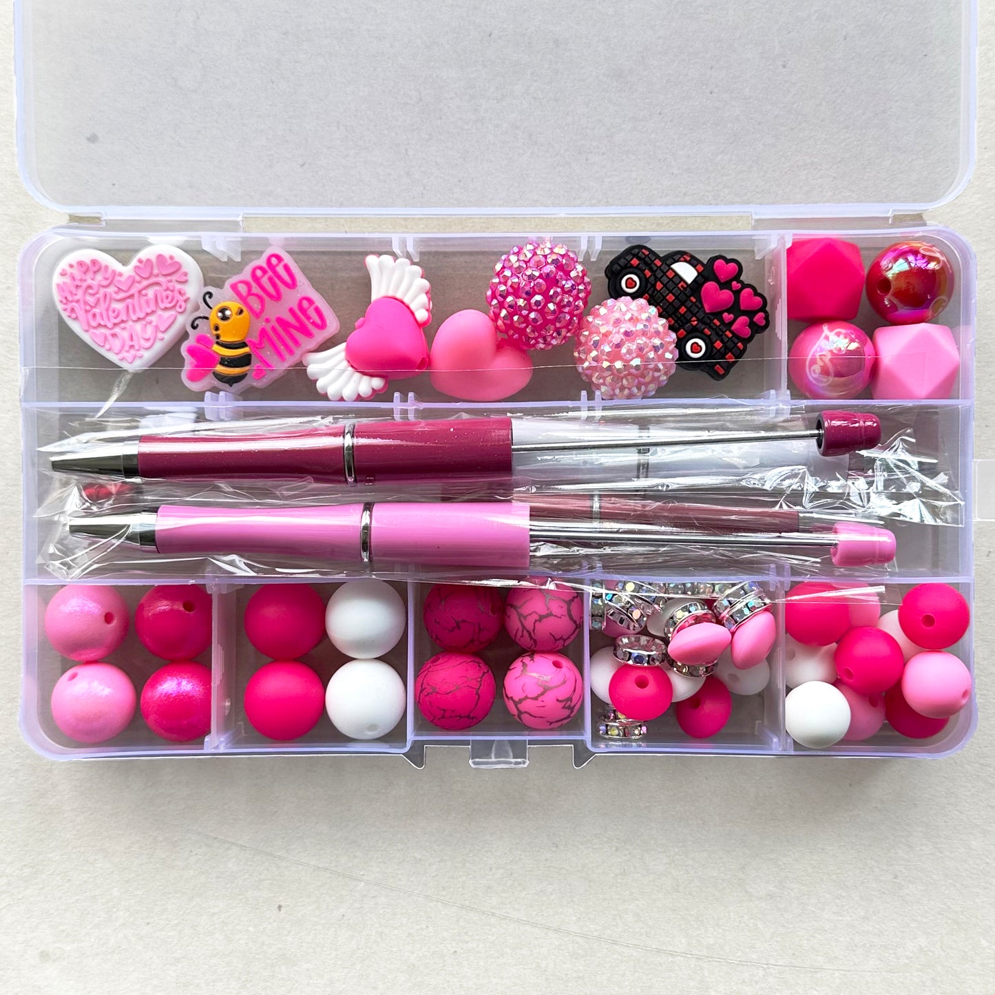 Valentines Day Beads,57PCS Assorted Beads Set,for Pen Kit