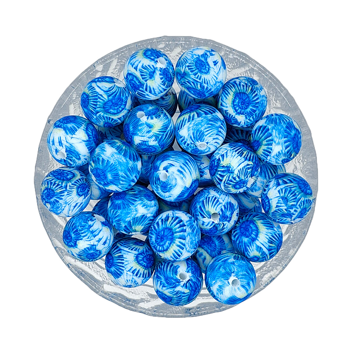 15mm Round Print Silicone Beads