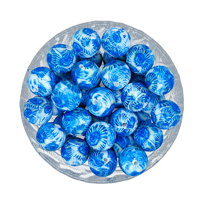 15mm Round Print Silicone Beads