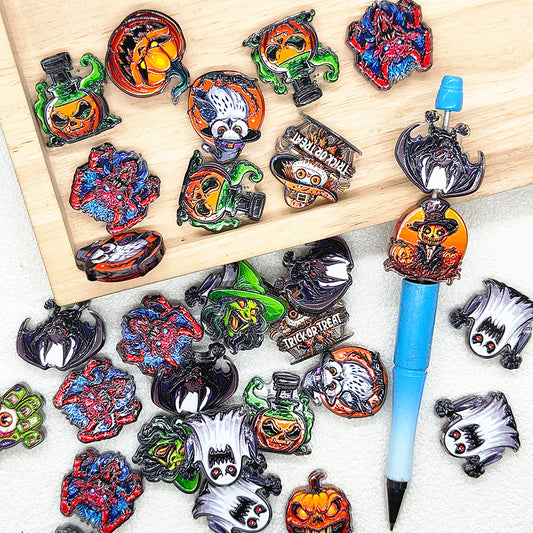 Assorted Halloween Spooky Pumpkin Bat Ghost Acrylic Beads