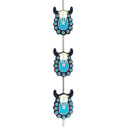 Western Bull Skull With Gemstone Focal