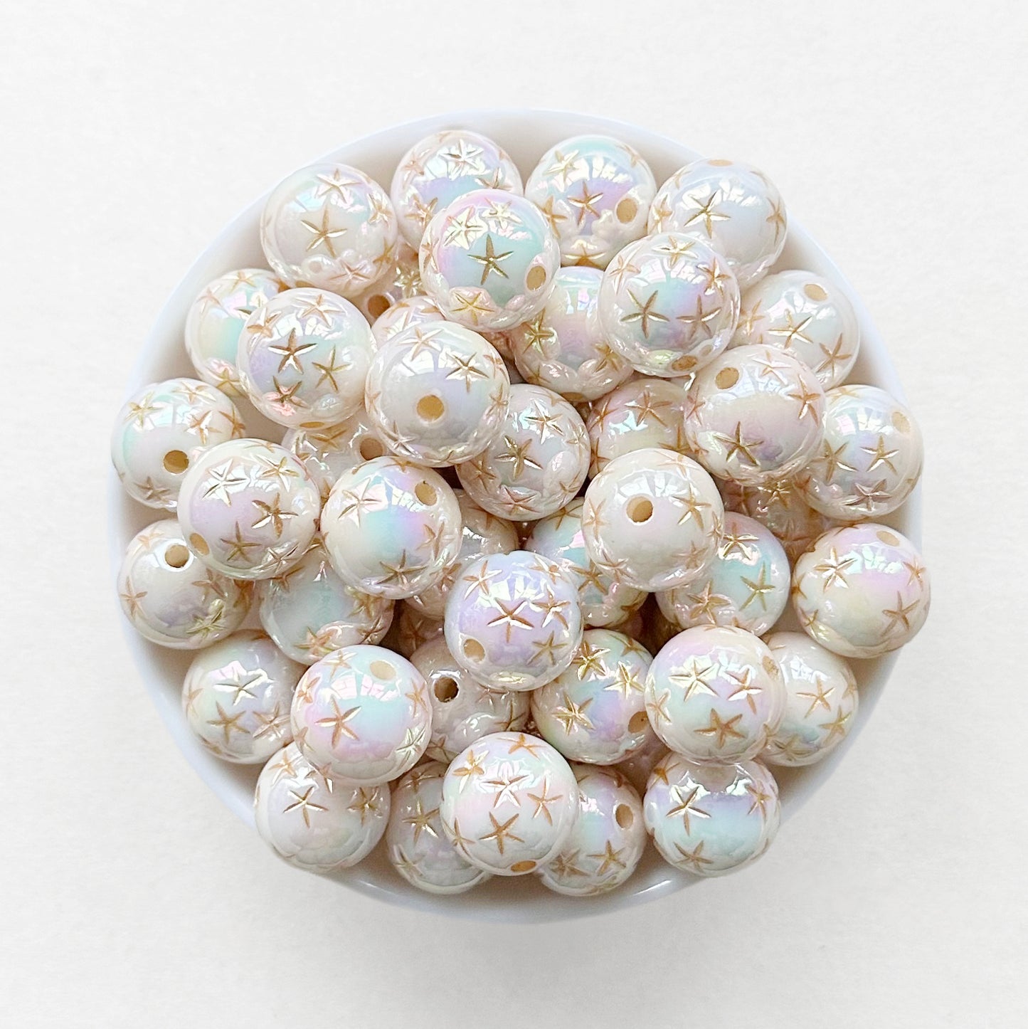 16mm Starfish Carved Acrylic Bubblegum Beads