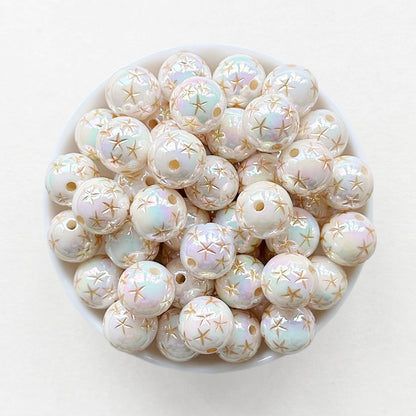 16mm Starfish Carved Acrylic Bubblegum Beads